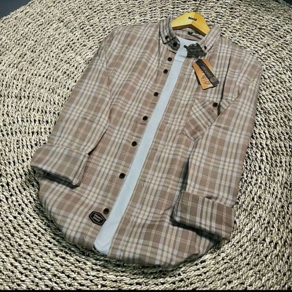 kemeja flanel woll import lengan panjang abenk