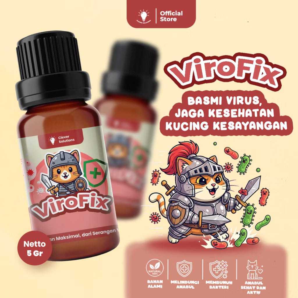 Viro Fix Obat Anti Virus Kucing Mengobati virus panleu calici FIP Distemper Muntah