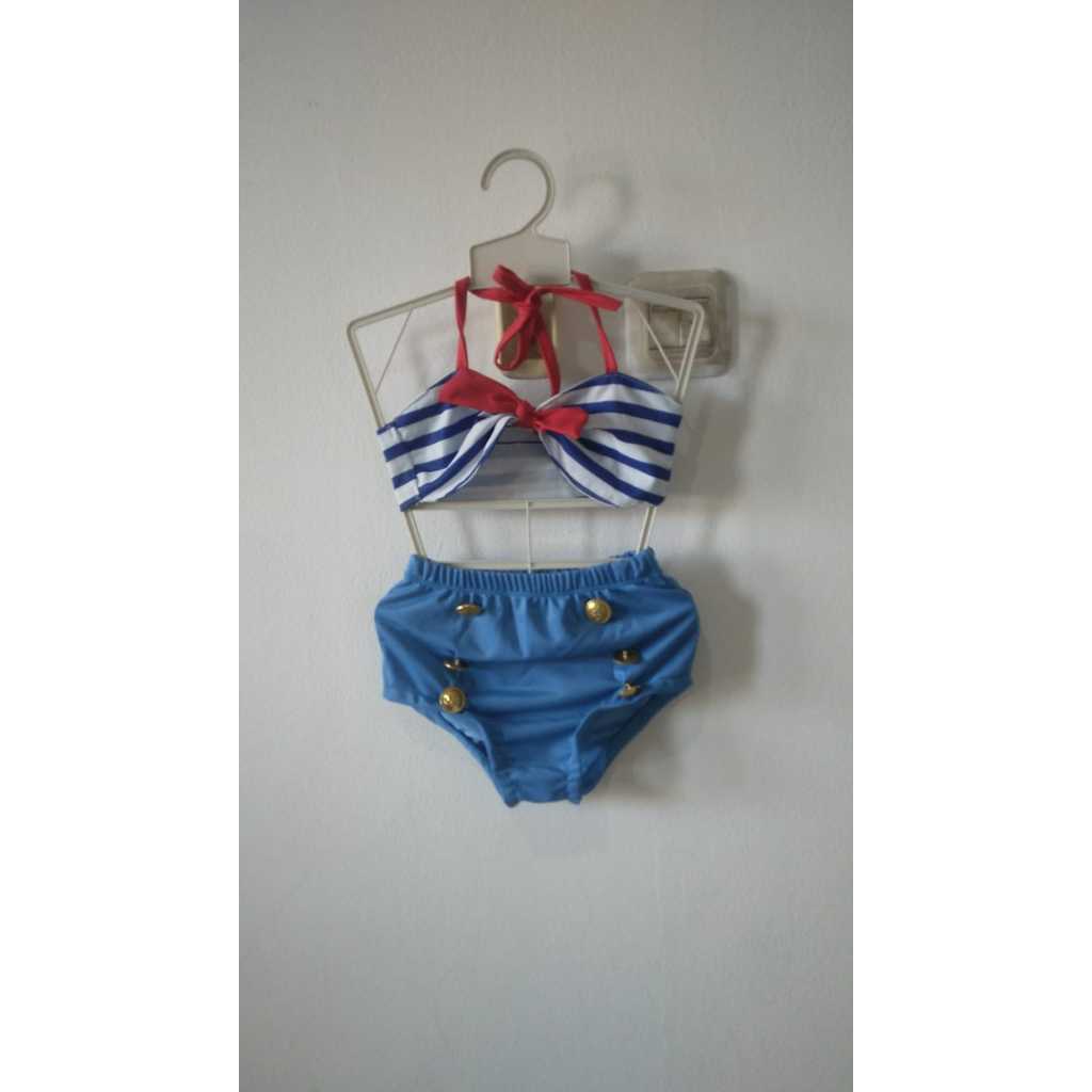 Setelan anak prempuan baju crop top mermaid