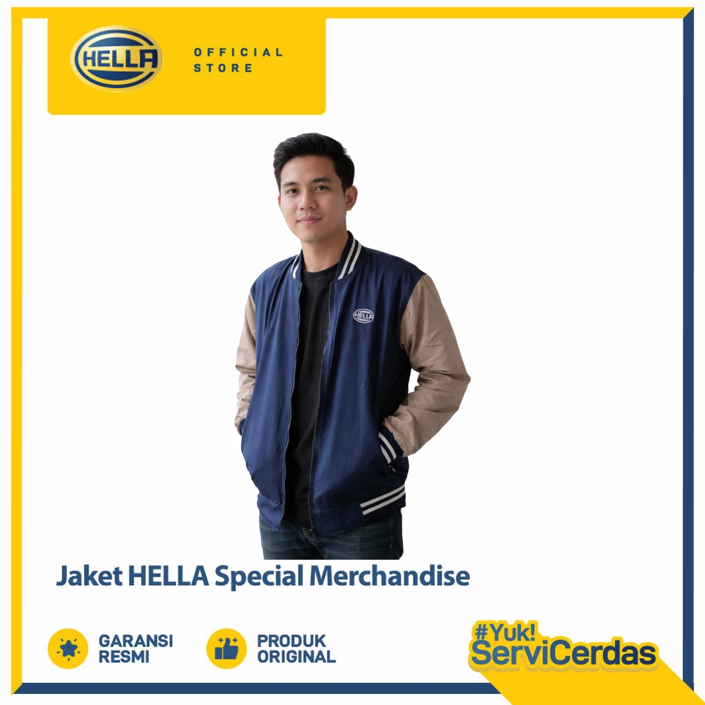 Jaket Varsity Pria Hella Warna Navy Coklat - Jaket Pria