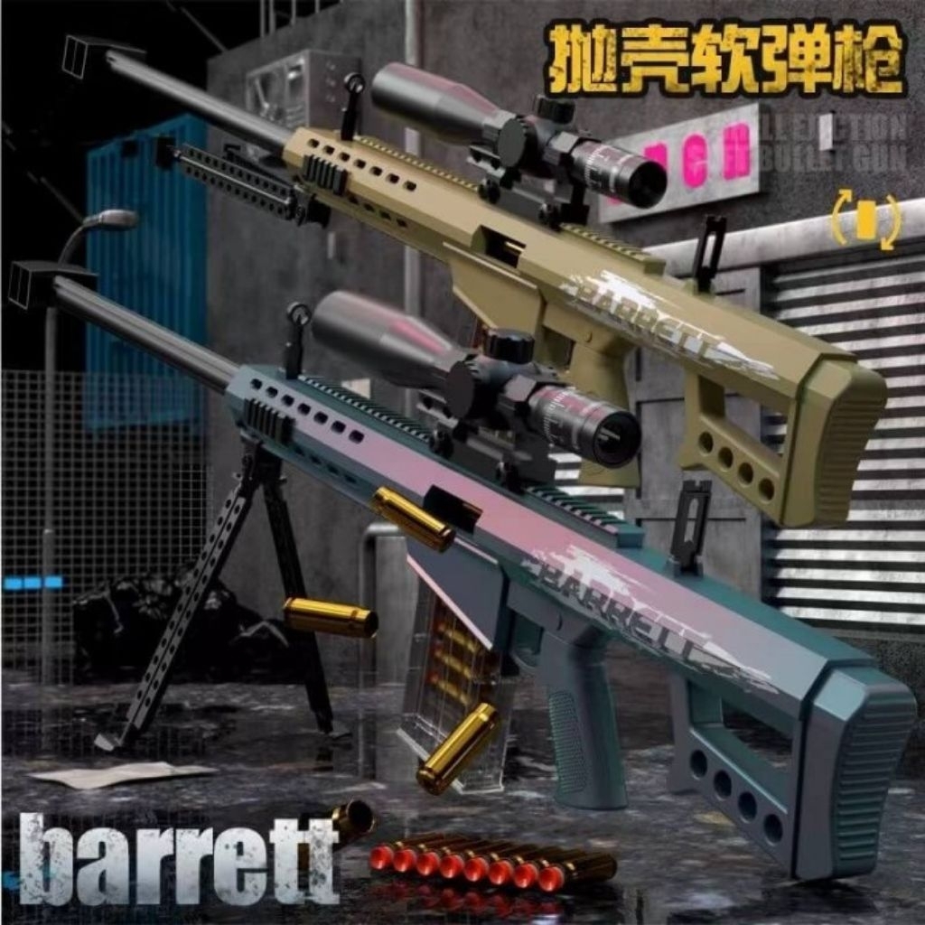 Mainan Anak-anak Sniper Barrett M82A1 Single Action Foam Blaster Soft Sponge Bullet Aman Mainan Plas