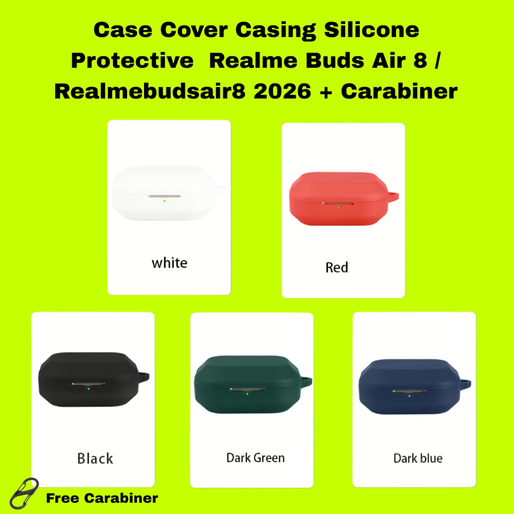 Case Cover Casing Silicone Protective  Realme Buds Air 8 / Realmebudsair8 2026 + Carabiner