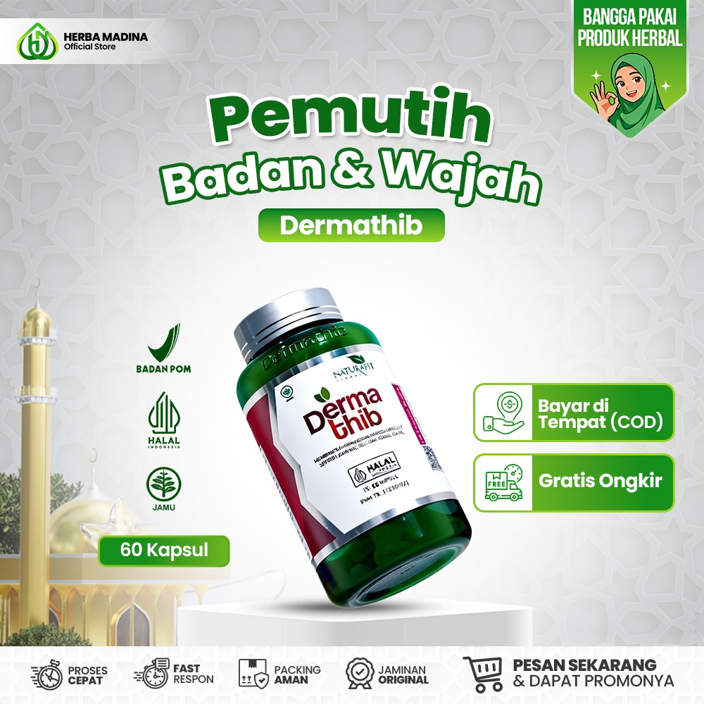 Herba Madina | DERMATHIB - Suplemen Pemutih Badan Dan Wajah Permanen | Vitamin Whitening | Kapsul Pe
