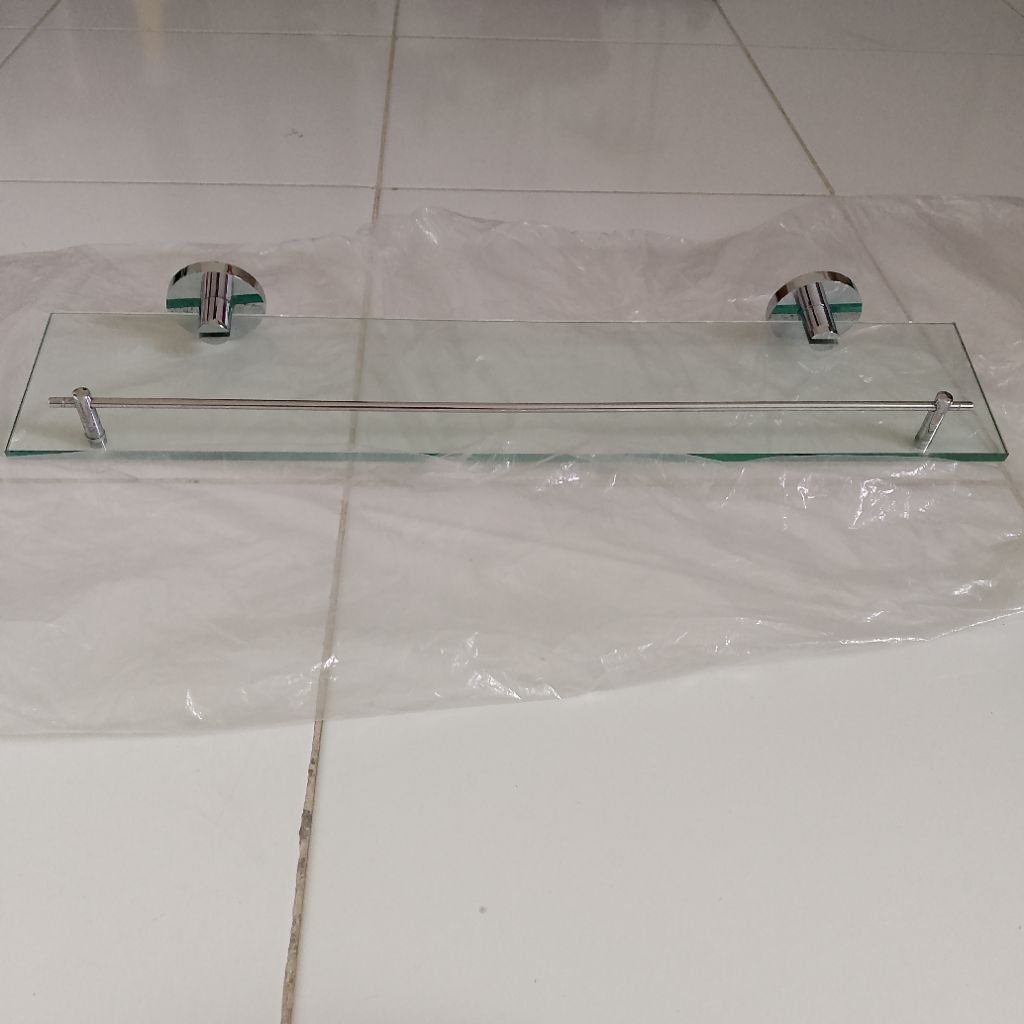 Rak Barang Dinding Stainless + Kaca Kris Ace Hardware Original