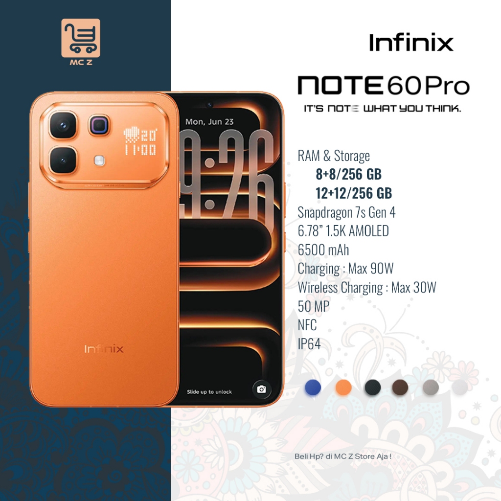 Infinix Note 60 Pro 12/256GB - Up to 24GB Extended RAM - Snapdragon 7s Gen 4 - 6.78” 1.5K Amoled - 5