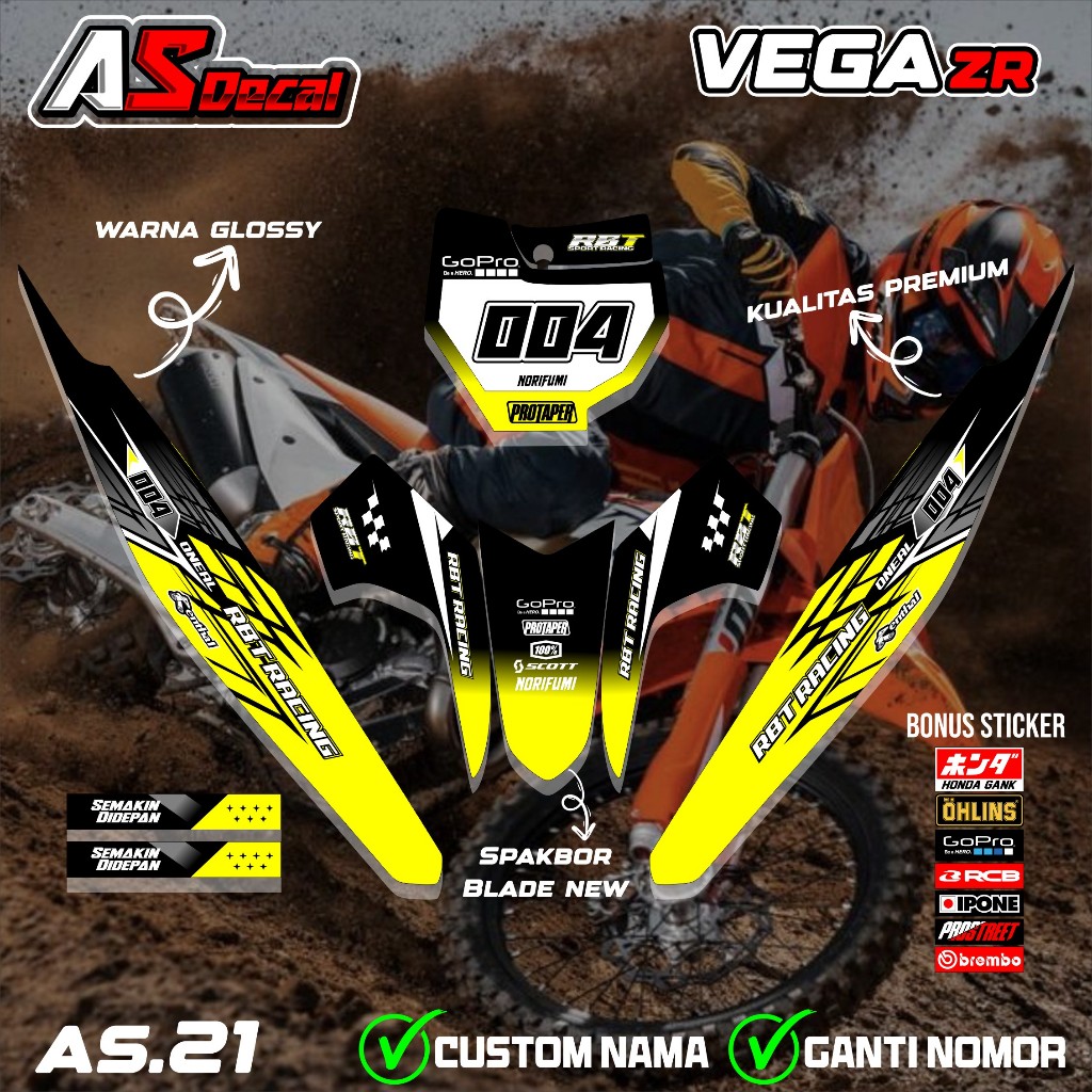 ( BISA COD ) STRIPING STIKER RBT VEGA ZR CUSTOM SUPERMOTO TERBARU AS.21