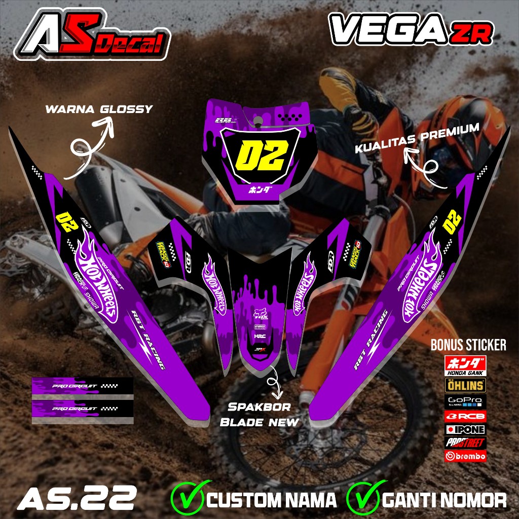 ( BISA COD ) STRIPING STIKER RBT VEGA ZR CUSTOM SUPERMOTO TERBARU AS.22