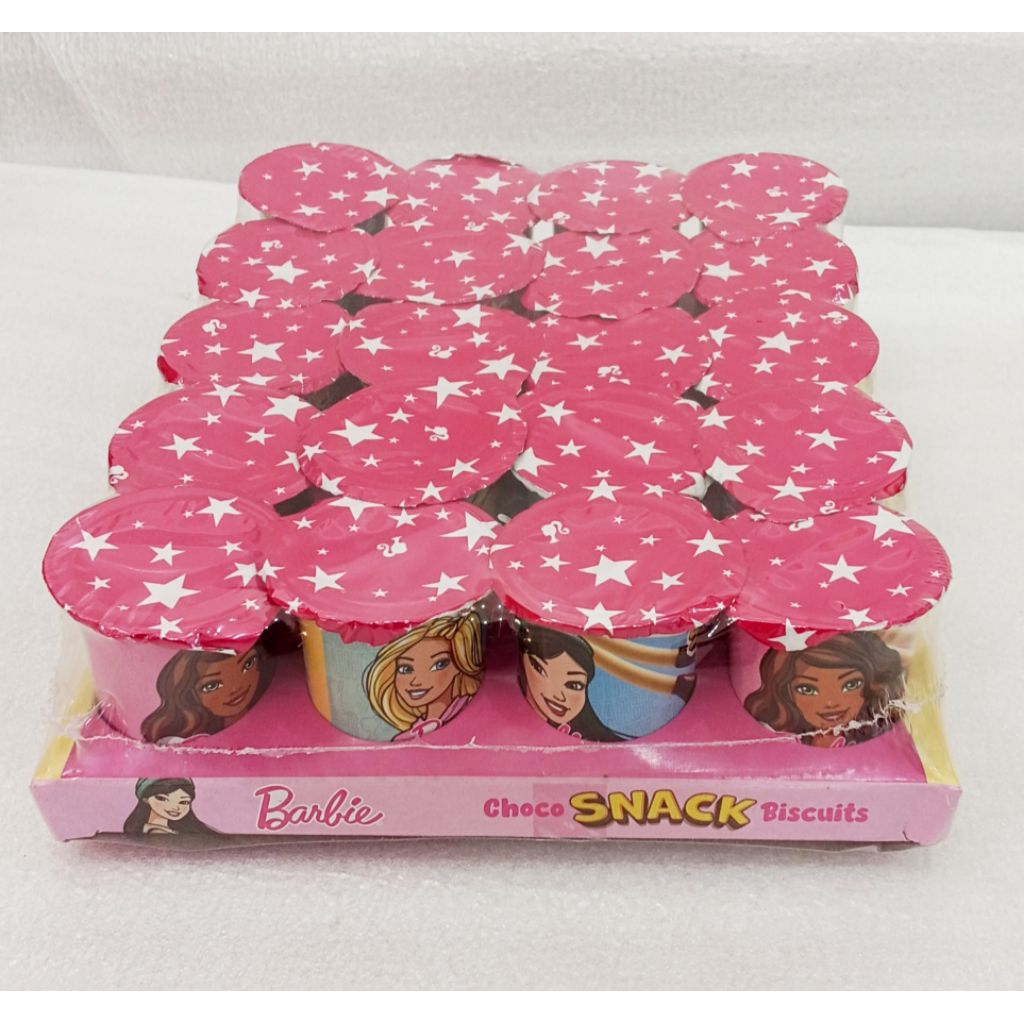 Exp MARET 2027 - (1Pak = 20pcs) Barbie MINI Choco Snack Biscuits Bess Diip - Biskuit Stik Krim Cokel