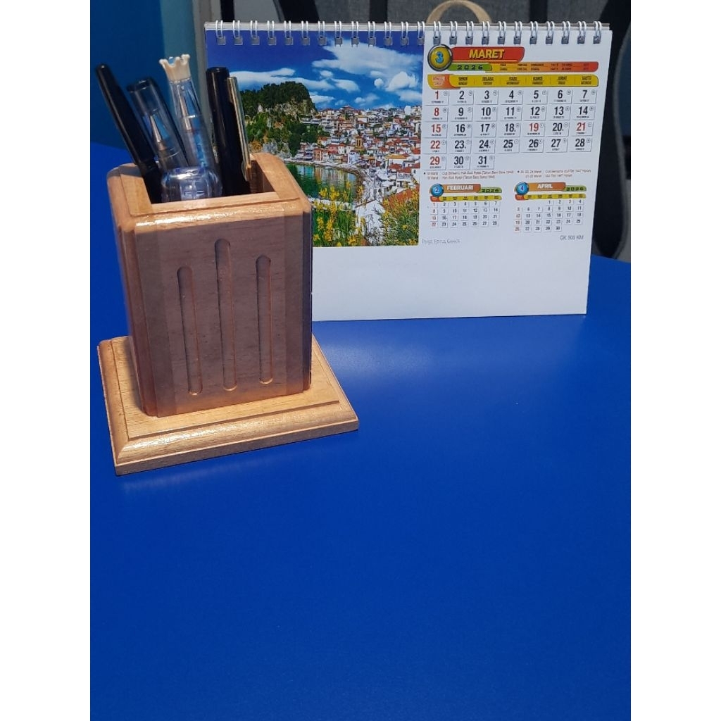 Kotak pensil/pulpen/ Tempat pensil/pulpen dari kayu keras solid jati mahoni estetik unik menarik unt