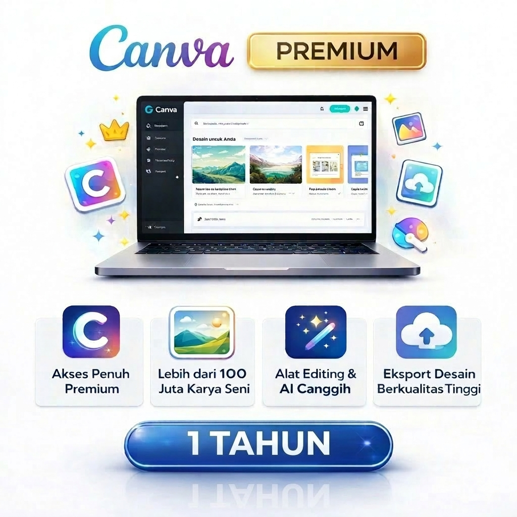 CANVA 1 TAHUN FULL AKSES JUTAAN TEMPLATE DESAIN, FOTO, SUPPORT AI FULL GARANSI