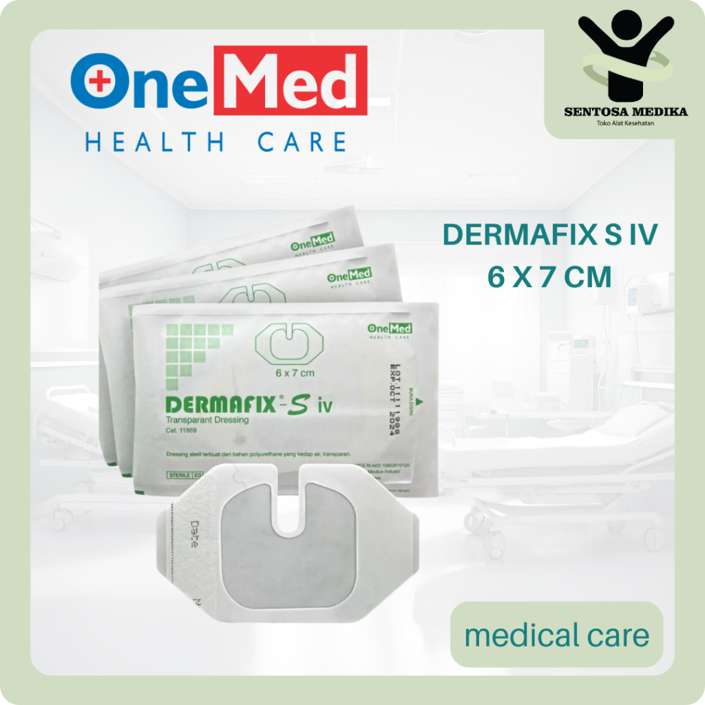 onemed iv dressing 6x7cm  dermafix s iv plester transparan waterproof anti air