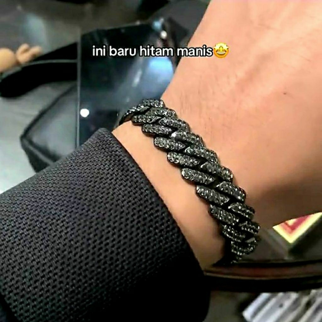 Gelang Sisik Naga Hitam Gelang Rantai Hitam Pria Wanita Gelang Rantai Mewah Gelang Berlian Swarovski