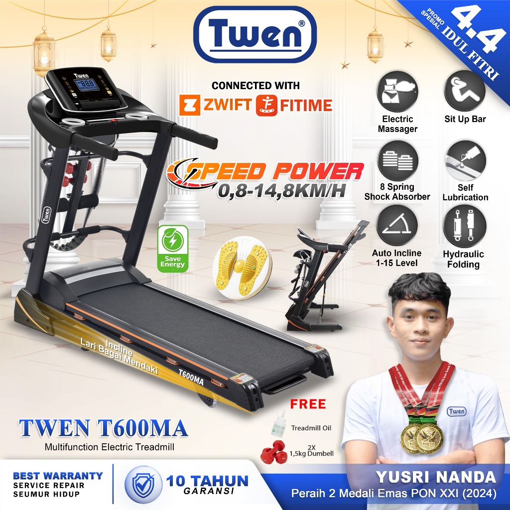 TWEN T600MA Treadmill Listrik Treadmill Portable Treadmill Multifungsi Treadmil Lipat Treadmill Elec