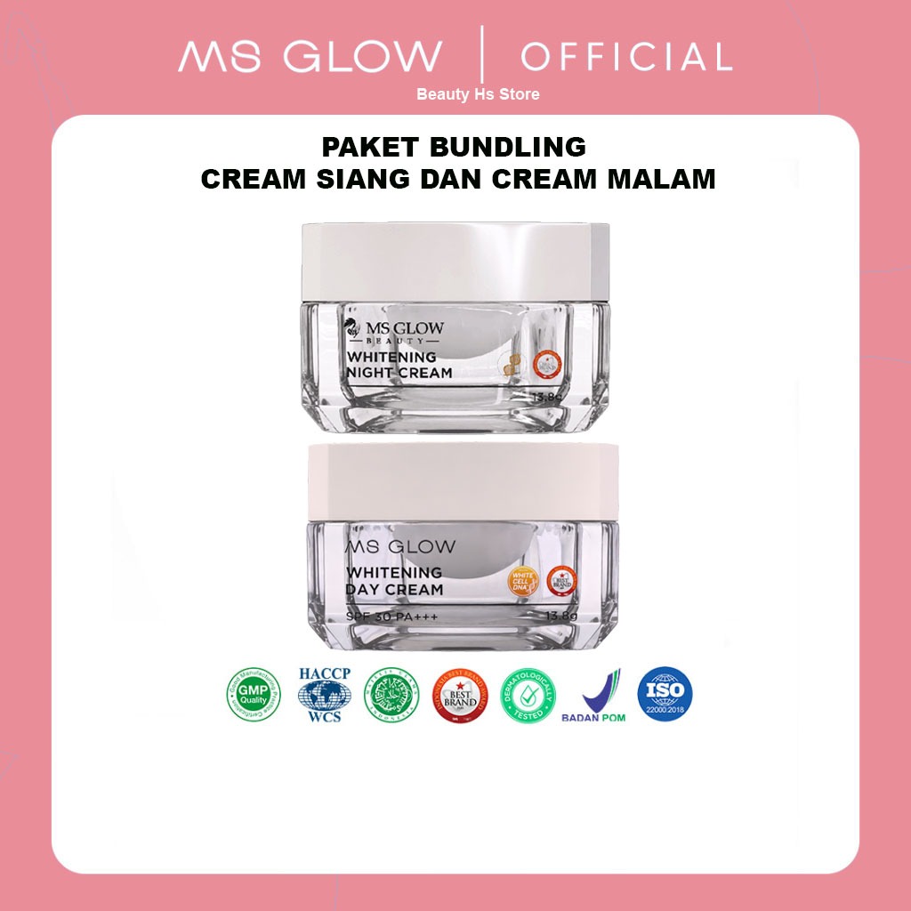 Paket Bundling Cream Siang Dan Malam Whitening Ms glow