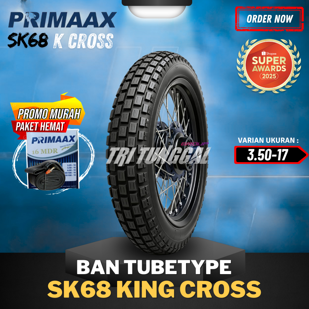 [READY COD] BAN MOTOR RING 17 / BAN PRIMAAX SK68 ON/OFF ROAD TRAIL ( 350-17 ) / BAN NON TUBLES PRIMA