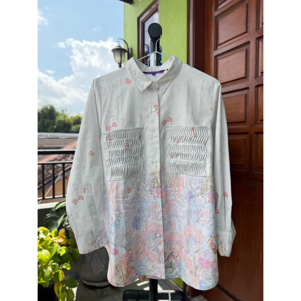 PRELOVED BENANG JARUM AQUARIELLE SHIRT WITH POCKET IVORY S RARE ITEM BEST SELLER