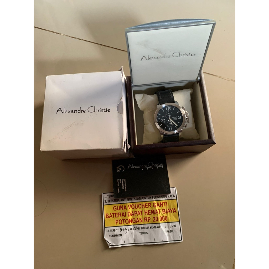 Dijual Jam Tangan Mewah Alexandre Christie, AC 6280 MC Hitam Kulit