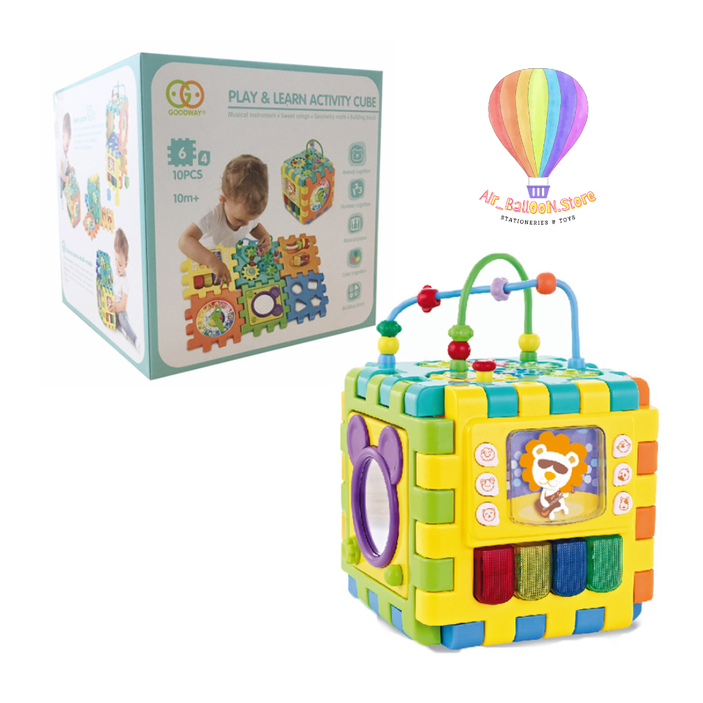 Goodway Play & Learn Activity Cube 6 in 1 – Mainan Edukasi Anak / Busy Box Anti Bosan / Musical Pian
