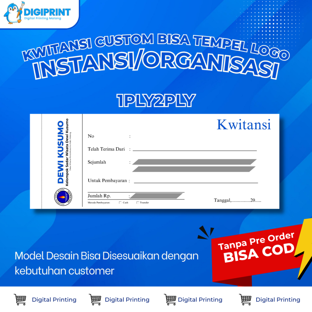 Free Desain | Kwitansi Pembayaran 100 Lembar Custom | Cetak Nota Kwitansi Murah