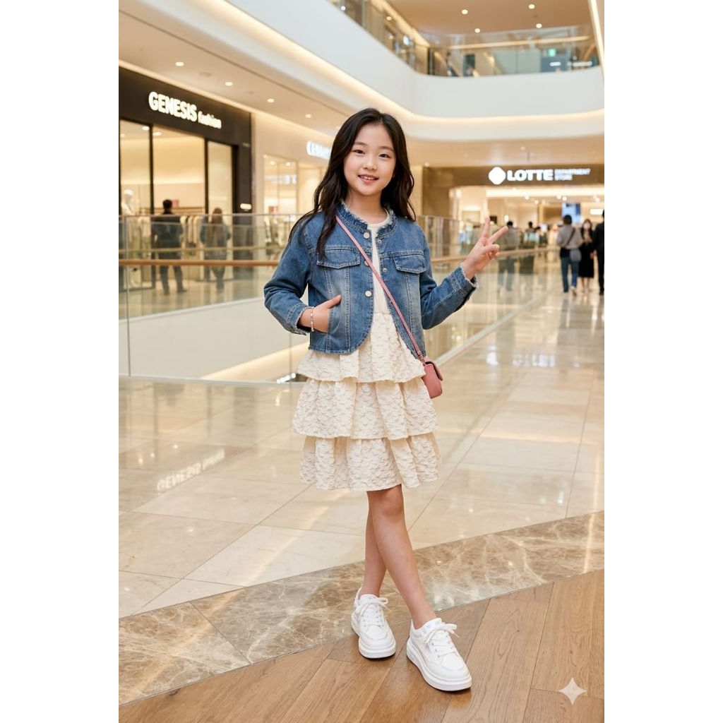 (COD) 8-13 Thn // Dress 2 in 1 Anak Bangkok // Baju Anak Perempuan Import// Dress Anak Bangkok Premi