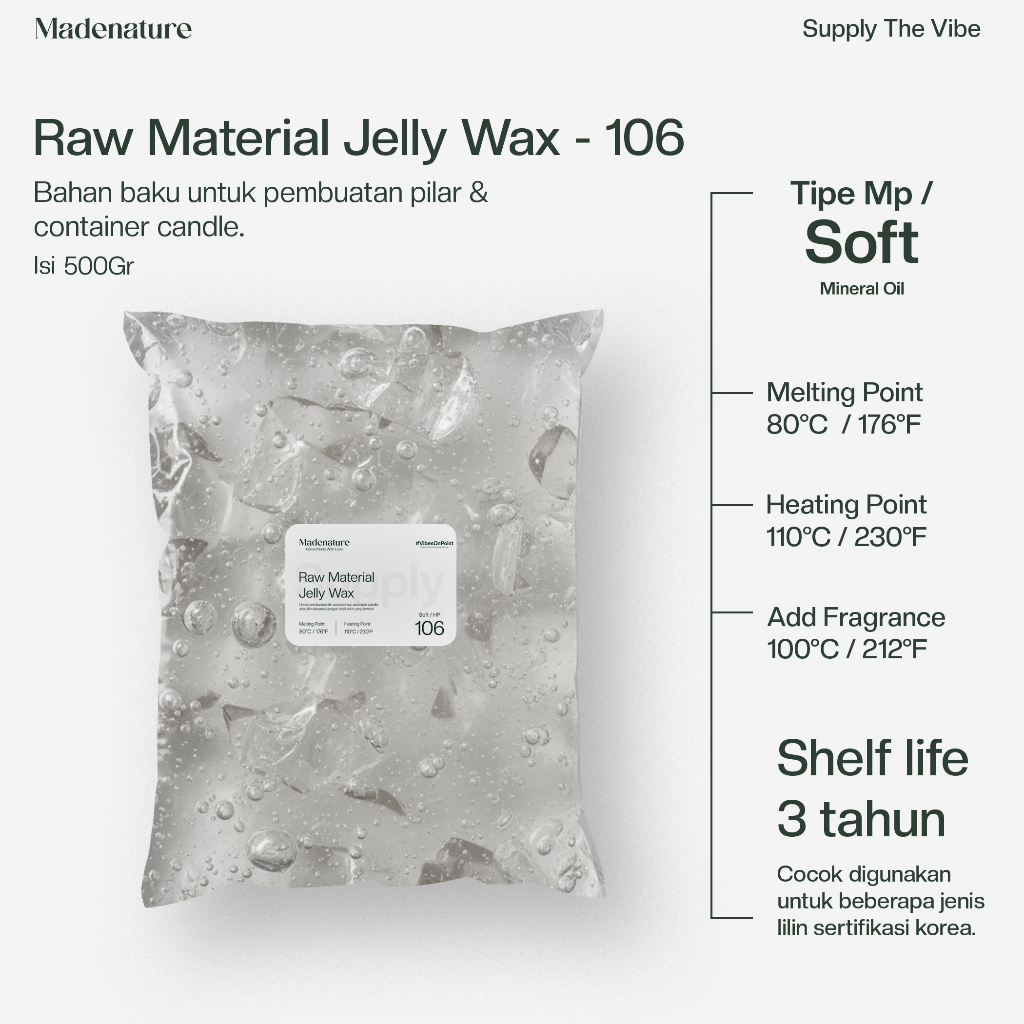 [500G] Jelly Wax 106 - Bahan Pembuat Scented Candle Lilin Aromaterapi