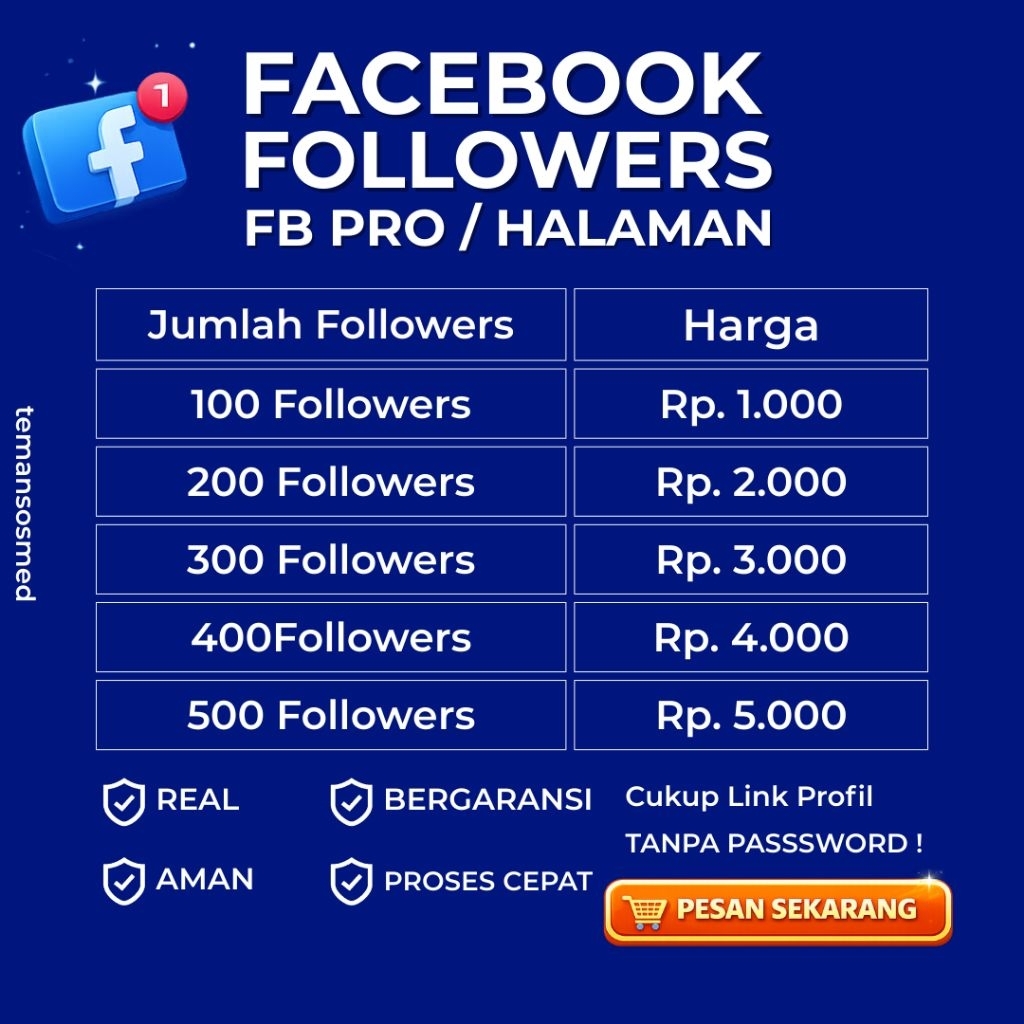Followers FB Facebook Pro Page Halaman Follower Pengikut Followers FB Facebook Profil Pro Halaman Fa