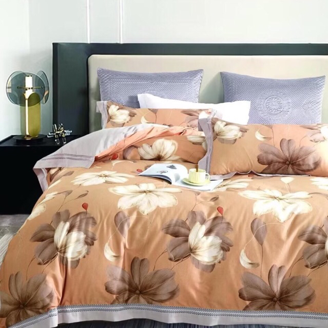 BIOSIBEDDING Sprei Katun Jepang Motif Bunga Custom Semua Size king Queen Custom Rumbai Rempel