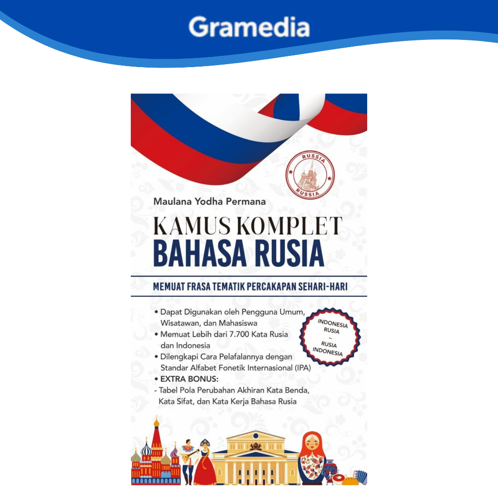 Gramedia Makassar - Kamus Komplet Bahasa Rusia Memuat Frasa Tematik Percakapan