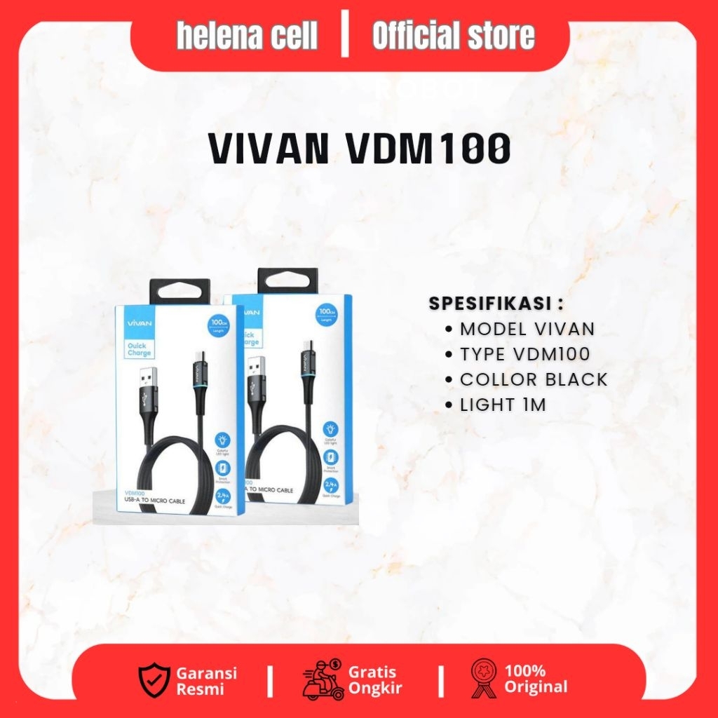 VIVAN VDM100 KABEL DATA MICRO USB 2.4A 100CM