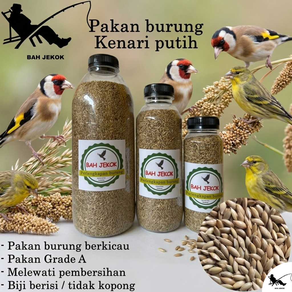 Pakan burung biji kenari untuk Kenari Finch Blackthroat Parkit Lovebird dll (200gr).