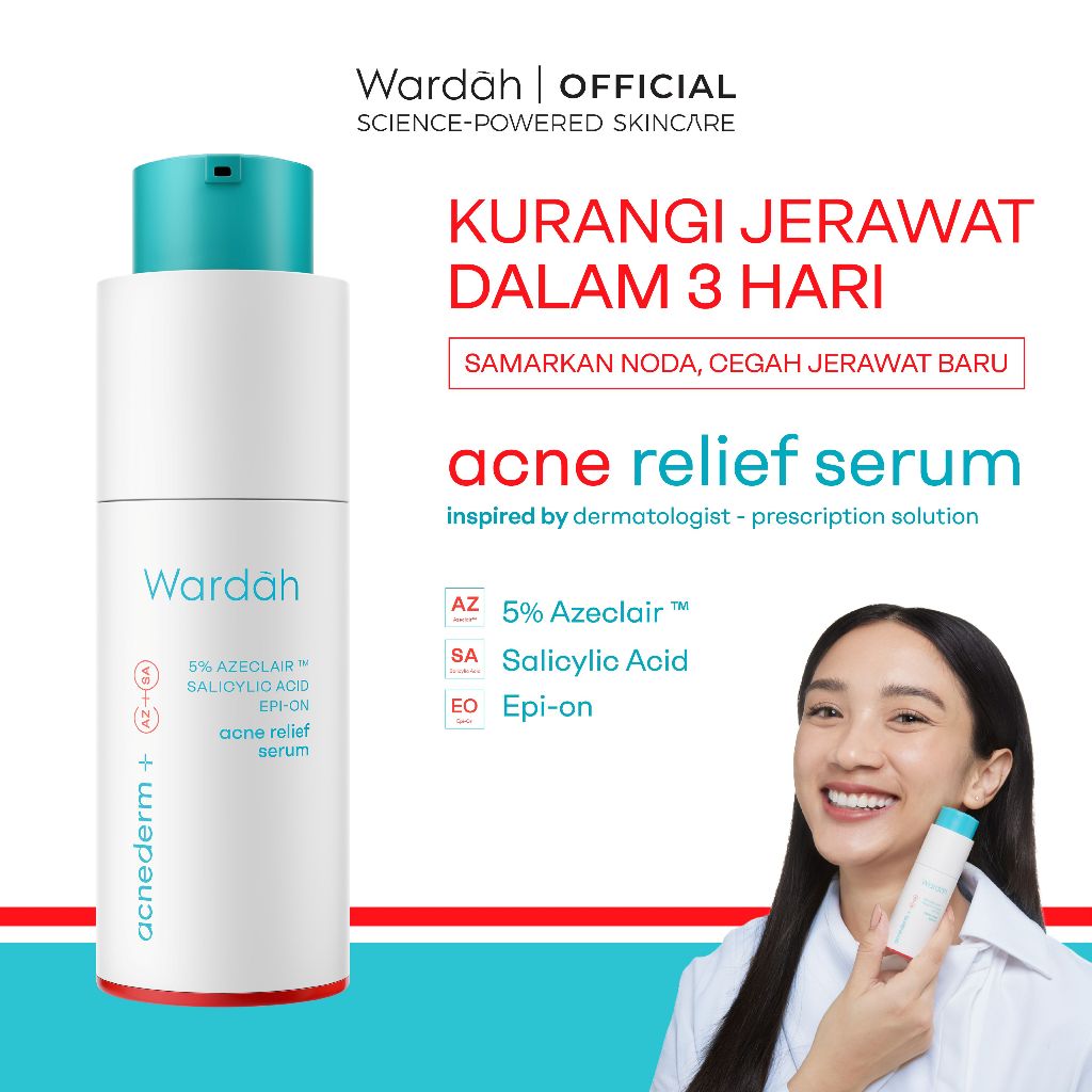 WARDAH Acne Serum Acnederm Relief Serum 20ml - Melawan Jerawat, Cocok untuk Kulit Berjerawat, Komedo