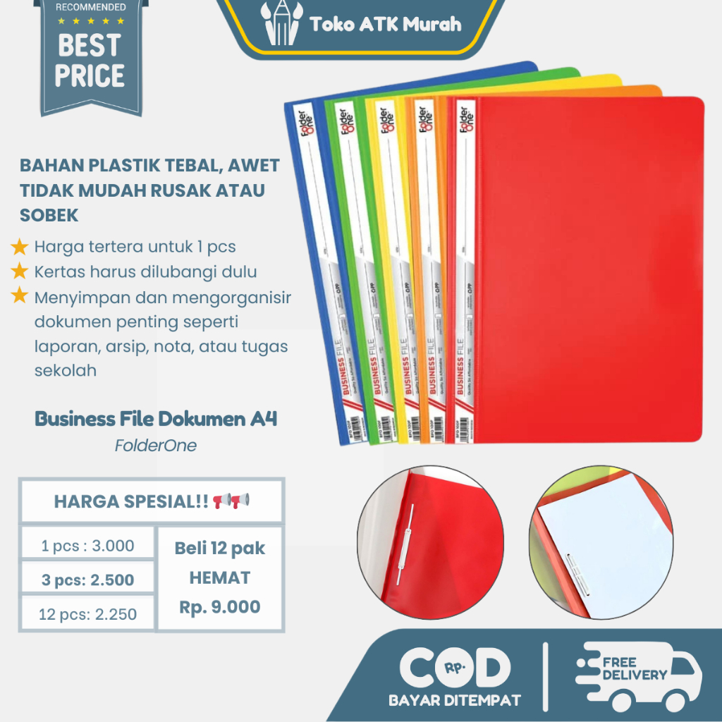 Map Plastik Business File Folio A4 ( Satuan ) – Map Kantor Snel Arsip Dokumen