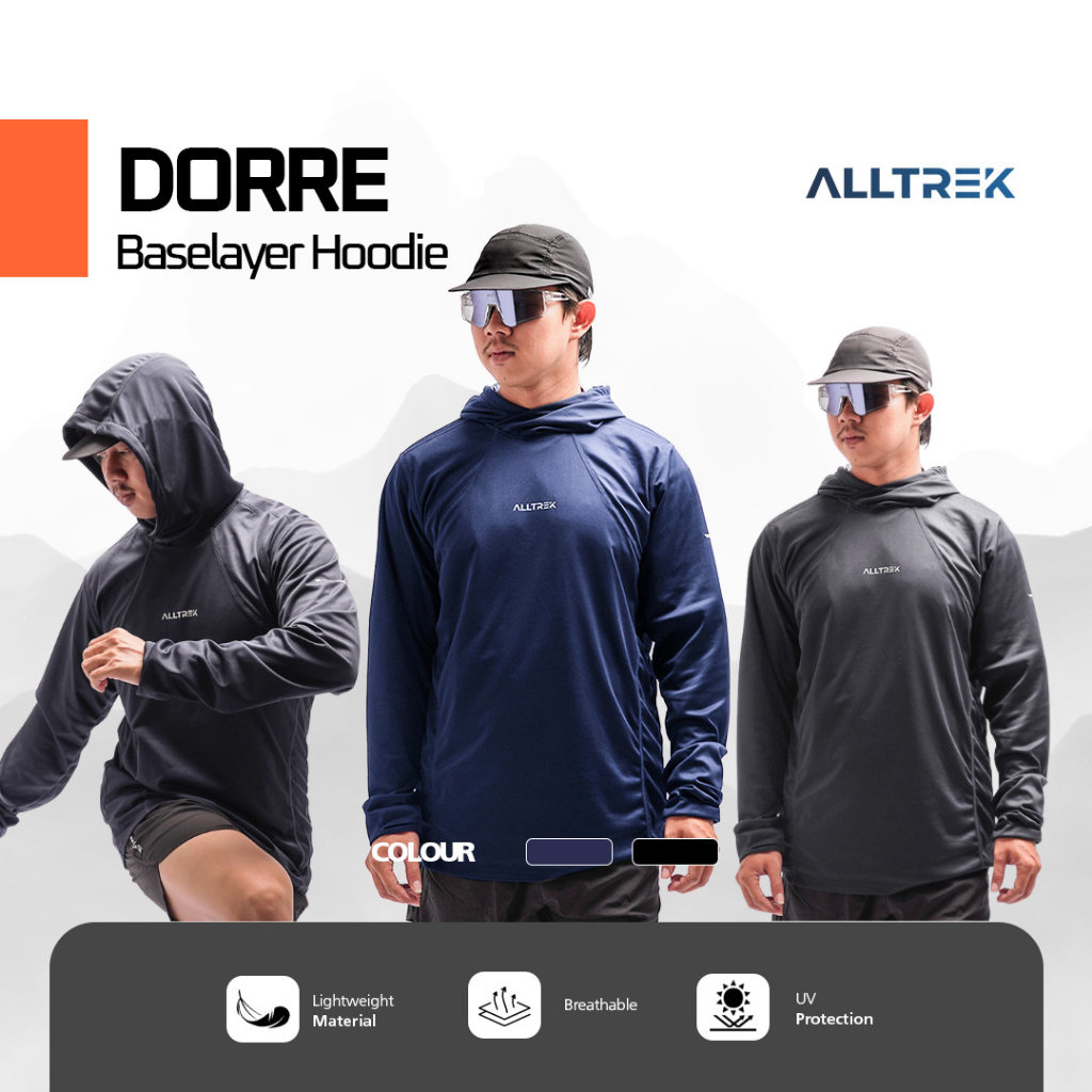 ALLTREK Baselayer Hoodie Dorre  Baselayer Jaket Hoodie Sport Baselayer Techdry