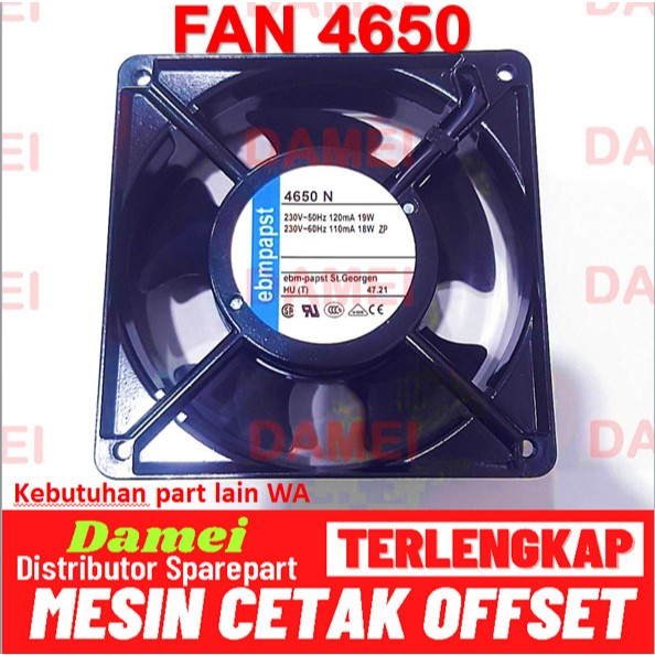 Kipas Ebmpapst 4650n Axial Fan Cooling Fan Spare Part Offset Mesin Cetak