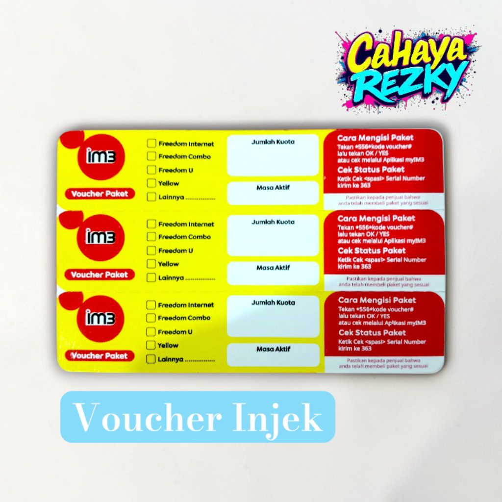 Voucher kosong indosat Bahan injek konter perdana Kalisumapa
