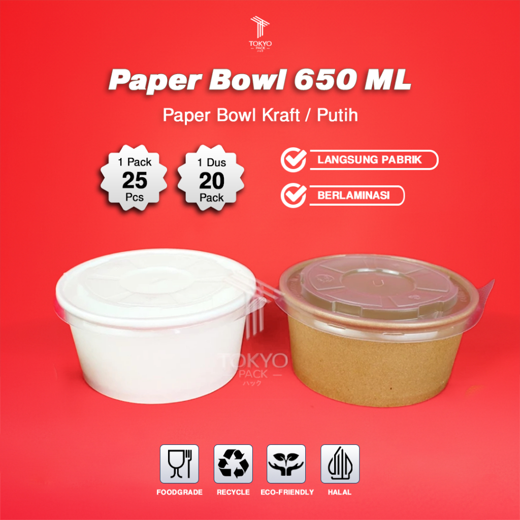 Paper Bowl 650 ml / Mangkok Kertas / Rice Bowl Paper 650 ml