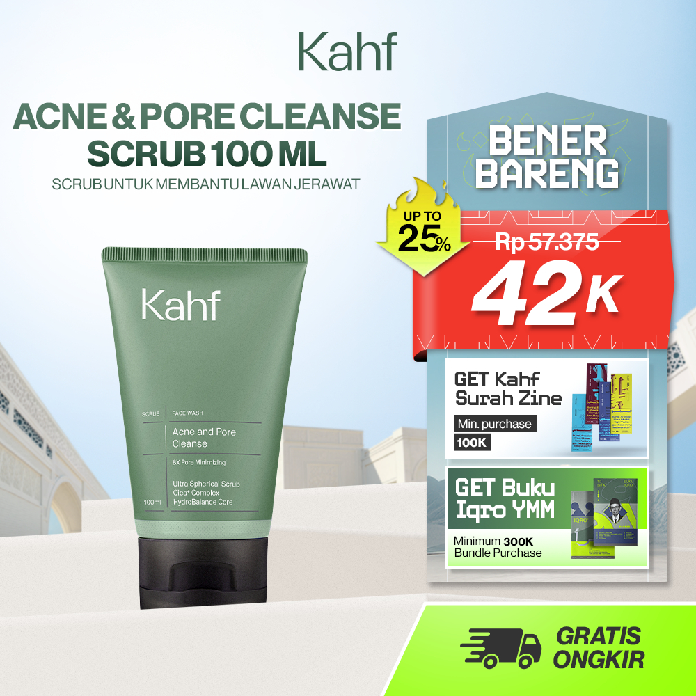 NEW LOOK BETTER FORMULA Kahf Face Wash Acne and Pore Cleanse Scrub 100 ml - Sabun Cuci Muka Pria den