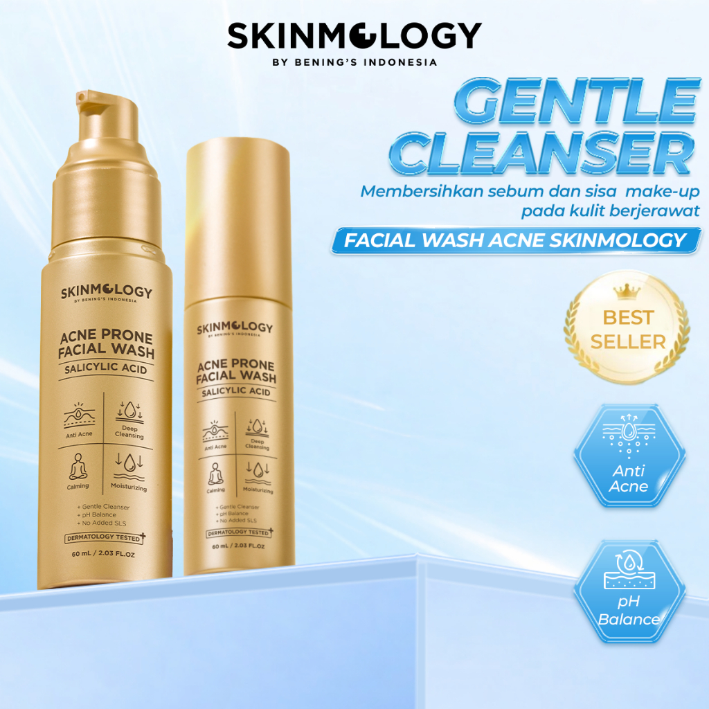 Skinmology Bening's Clinic Indonesia - Acne Prone Facial Wash Pembersih Muka - Salicylic Acid Mugwor