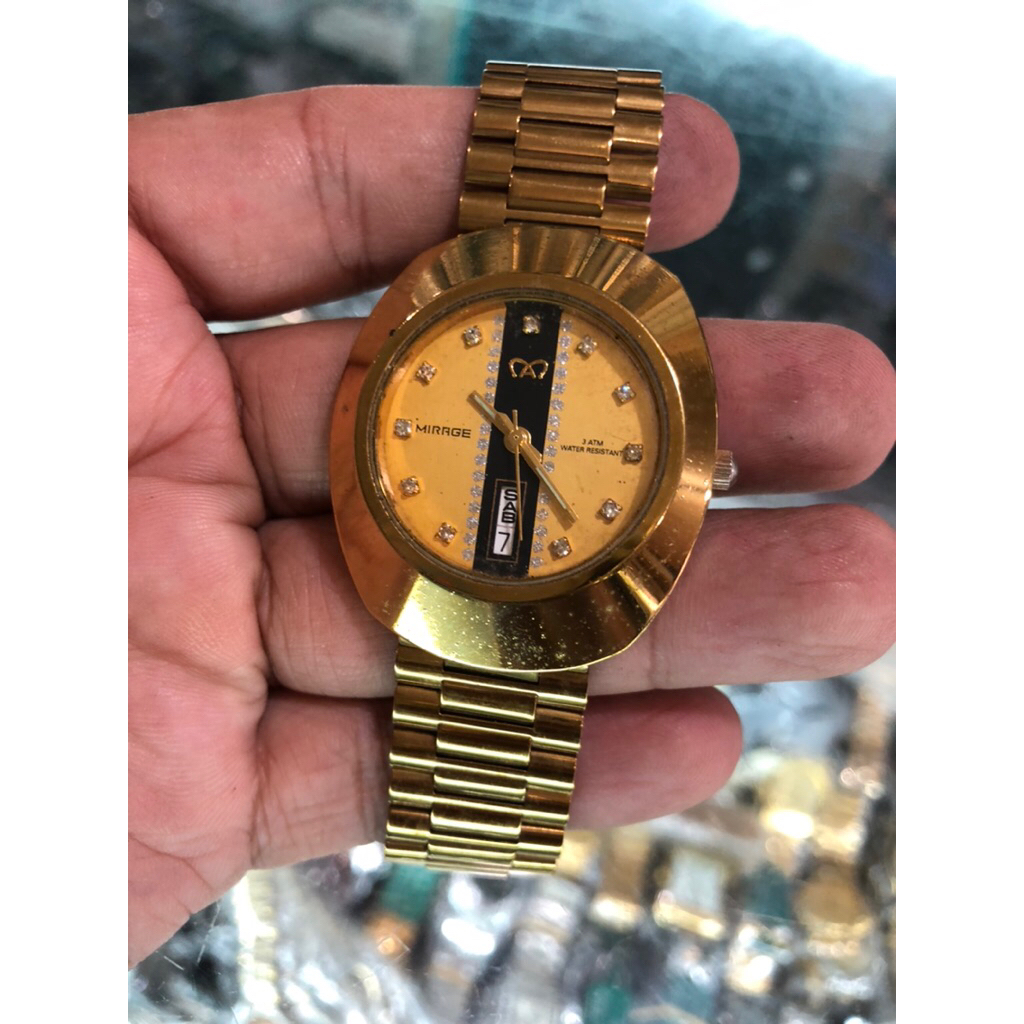 jam tangan pria vintage style dial kuning variasi hitam klasik mirage