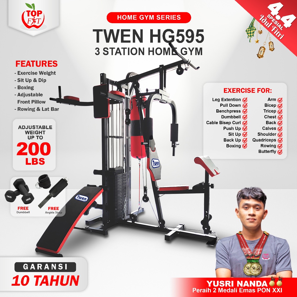 Home Gym Twen HG595 Homegym 1 Sisi Alat Olahraga Alat Gym Set Alat Fitnes Leg Press