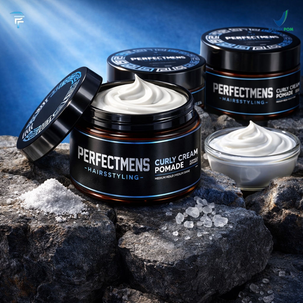 Perfectmens Hairstyling Curly Cream Pomade 30gr / Pomade Pria / Medium Hold / Medium Shine / Moistur