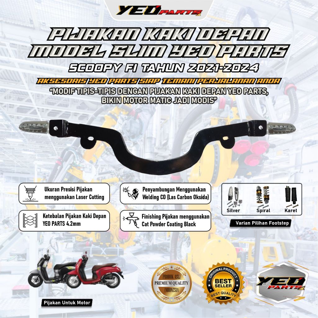 Footstep Pijakan kaki motor Honda Scoopy prestige keyless 2021-2024 slim flatbar aksesoris Scoopy