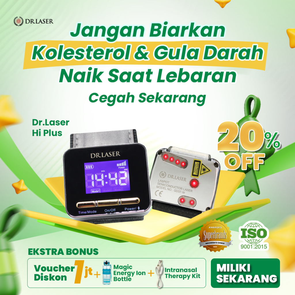 DR LASER HI PLUS OFFICIAL GOGOMALL - TERAPI MEMBANTU MENURUNKAN KOLESTEROL ASAM URAT & DARAH TINGGI