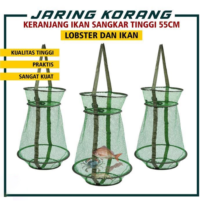 Daiwa - Korang Pancing Ikan Nilon/Koja Tinggi 55Cm Wadah Ikan Mancing