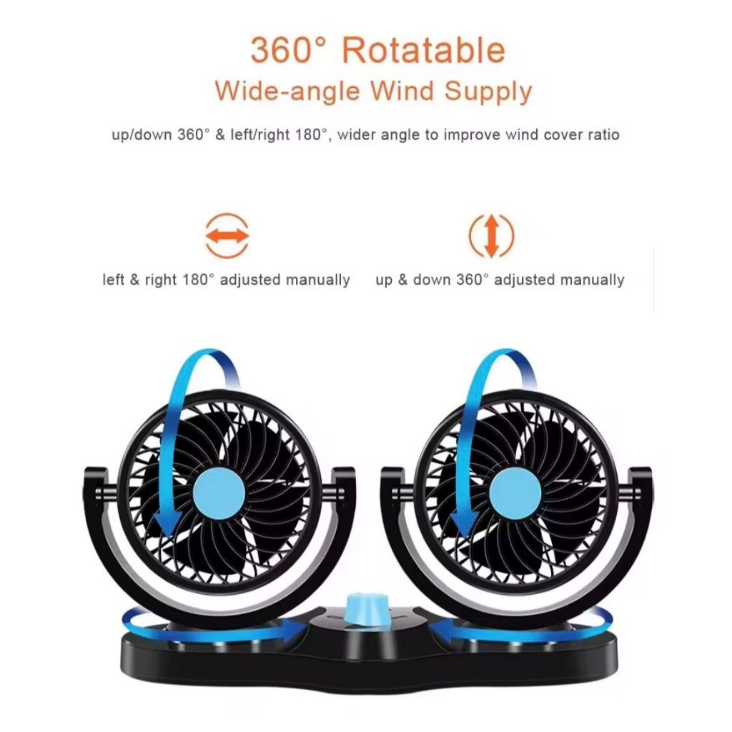 Kipas Angin Mobil Double Fan 12V/24V / Kipas Angin Mobil 12Volt / Kipas Mobil