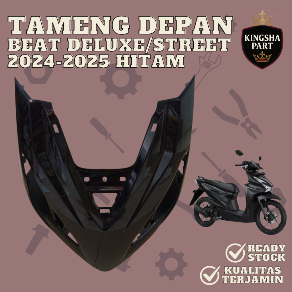 Cover Front Panel Tameng Body Depan Honda Beat Deluxe Beat Street 2024-2025 Gen 2 K1AL Hitam Tenshi