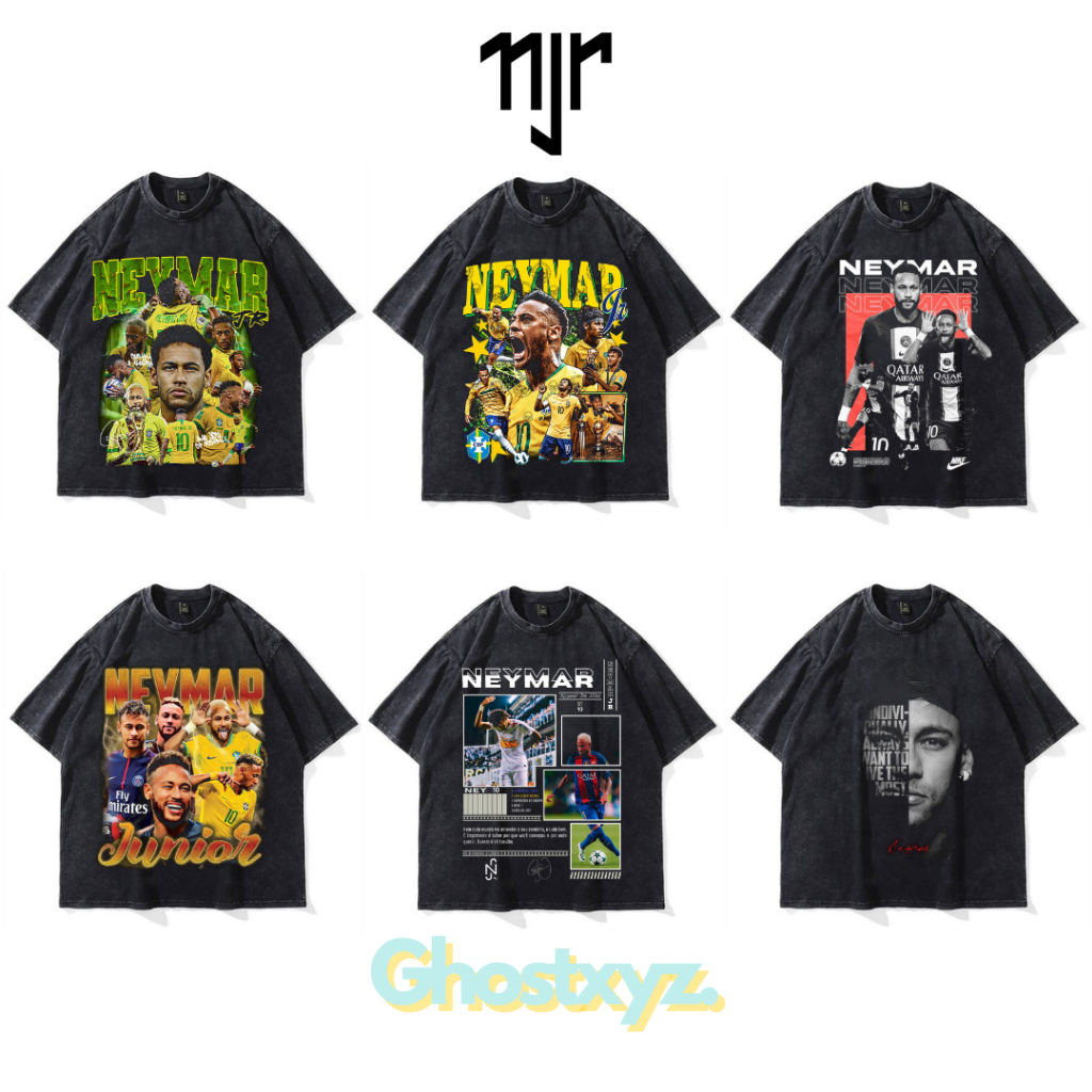 Ghostxyz T-Shirt Neymar Jr Wash Oversize Vintage Tee Baju Kaos