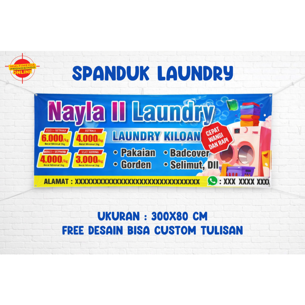 Banner Spanduk Laundry FREE DESAIN / Banner Murah / Banner Laundry / Spanduk / Binatu / Cuci Kering 