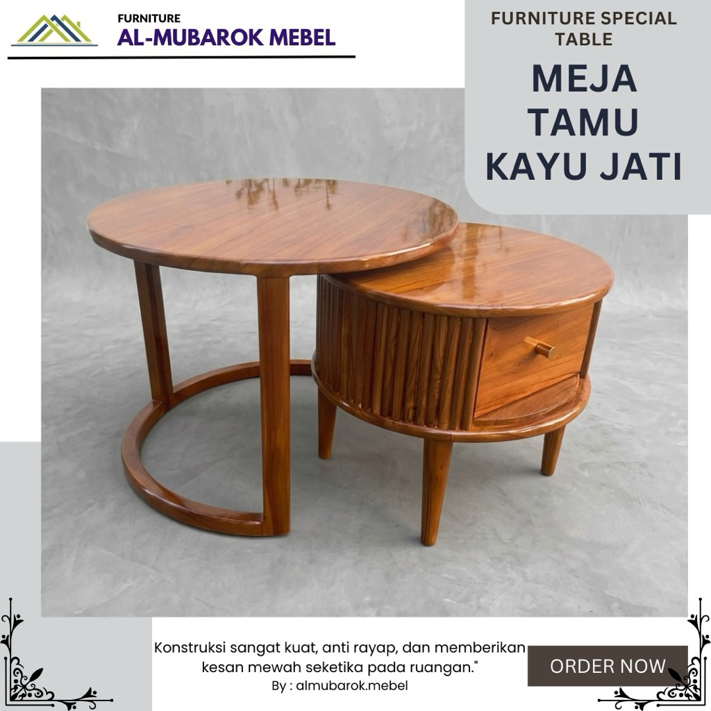 Meja Tamu Bundar Jati // Meja Tamu Jati // Meja Bundar Aestetik