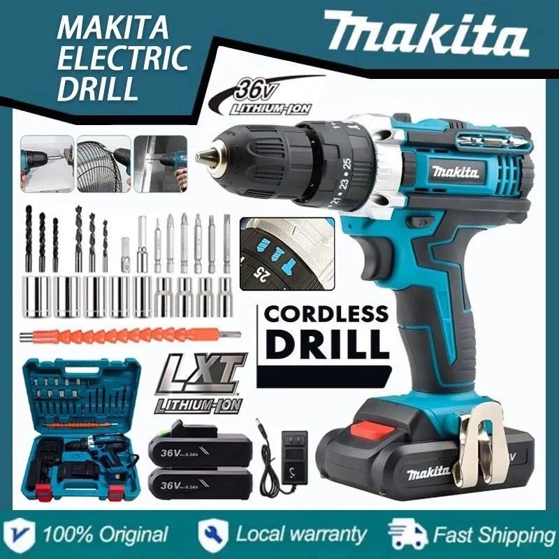 Makita 1288V Bor Cordless Drill Bor Impact 2 Baterai Impact Drill Mesin Bor Listrik